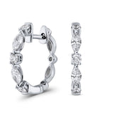 White Gold Marquise Hoop Earrings - Dracakis Jewellers